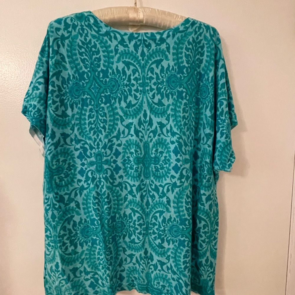 NEW! Talbots Teal Patterned Women's Large Top - Picture 5 of 5